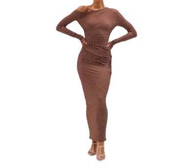 Ronny Kobo Annamaria Dress In Coco Ecru Stripe In Cocoa Ecru