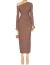 Ronny Kobo Annamaria Dress In Cocoa Ecru Stripe In Multi