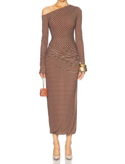 Ronny Kobo Annamaria Dress In Cocoa Ecru Stripe In Multi