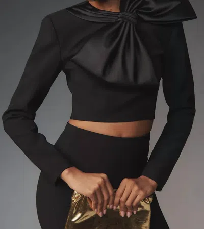 Ronny Kobo Arlet Oversized Bow Long-sleeve Top In Black