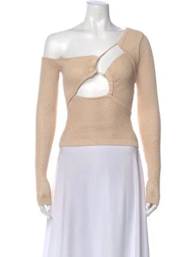 Pre-owned Ronny Kobo Asymmetrical Long Sleeve Top In Neutral