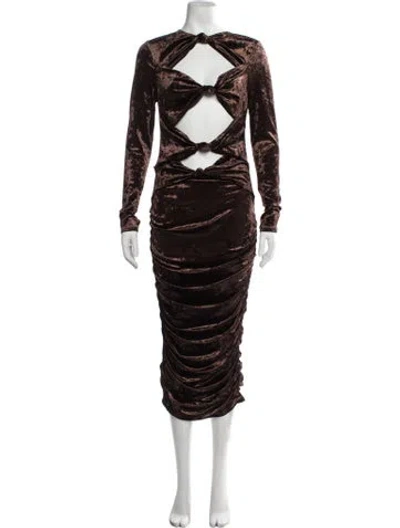 Pre-owned Ronny Kobo Asymmetrical Midi Length Dress In Brown