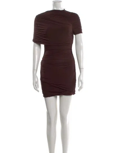 Pre-owned Ronny Kobo Asymmetrical Mini Dress In Brown