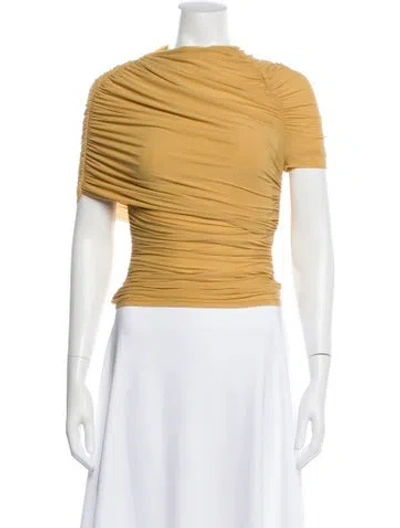 Pre-owned Ronny Kobo Asymmetrical Short Sleeve Top In Yellow