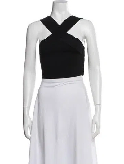 Pre-owned Ronny Kobo Asymmetrical Sleeveless Crop Top In Black