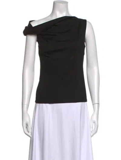 Pre-owned Ronny Kobo Asymmetrical Sleeveless Top In Black