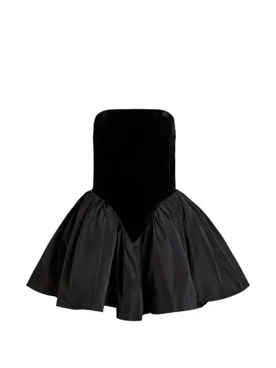 Ronny Kobo Atlas Strapless Velvet Mini Dress In Black