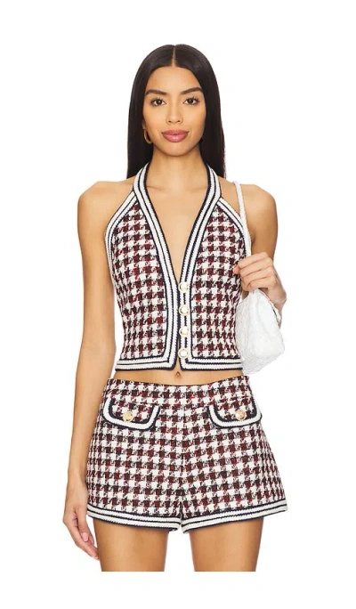 Ronny Kobo Augustina Top In Ivory Navy Red