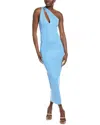 Ronny Kobo Ballari Rhinestone Knit One-shoulder Midi Dress In Blue