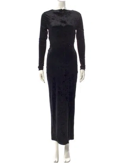 Pre-owned Ronny Kobo Bateau Neckline Midi Length Dress In Black