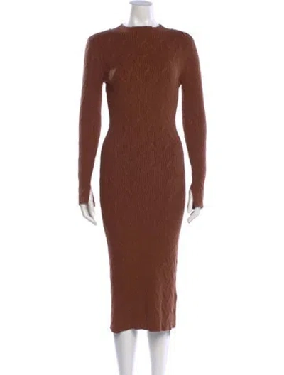 Pre-owned Ronny Kobo Bateau Neckline Midi Length Dress In Brown