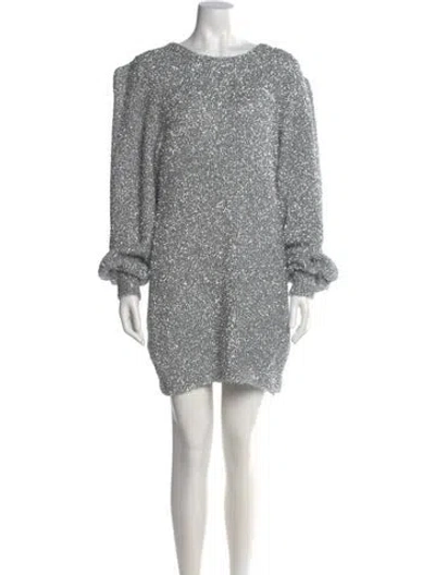 Pre-owned Ronny Kobo Bateau Neckline Mini Dress In Gray