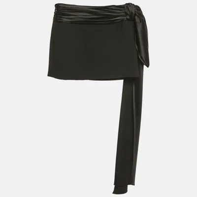 Ronny Kobo Black Crepe And Satin Mini Skirt