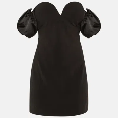 Ronny Kobo Black Crepe Andrea Off-the-shoulder Mini Dress In Brown