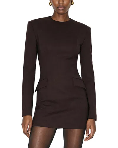 Ronny Kobo Brette Long Sleeve Mini Dress In Brown