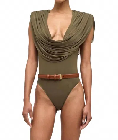 Ronny Kobo Cindi Bodysuit In Olive In Green