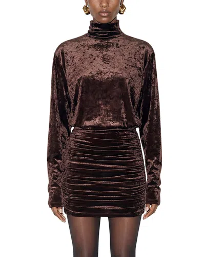 Ronny Kobo Cindia Ruched Dress In Brown