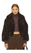 Ronny Kobo Clemence Faux Fur Jacket In Brown