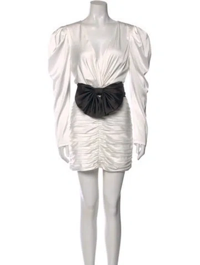 Pre-owned Ronny Kobo Colorblock Pattern Mini Dress In White