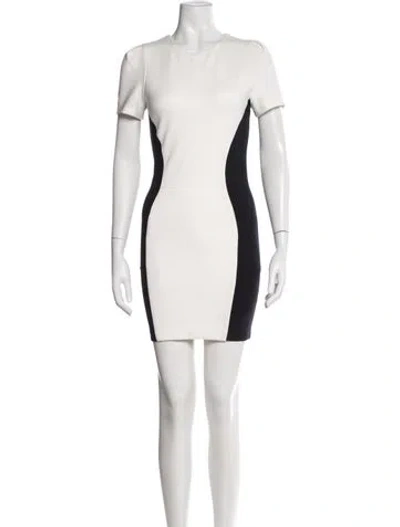 Pre-owned Ronny Kobo Colorblock Pattern Mini Dress In White