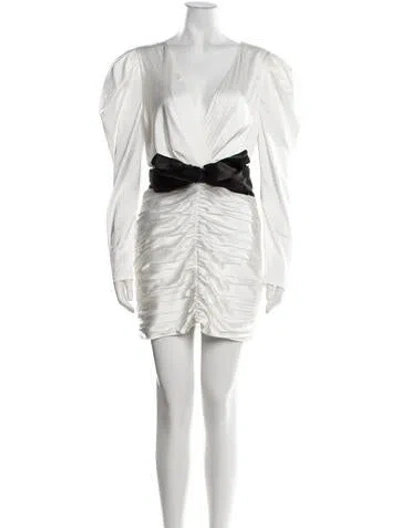 Pre-owned Ronny Kobo Colorblock Pattern Mini Dress In White