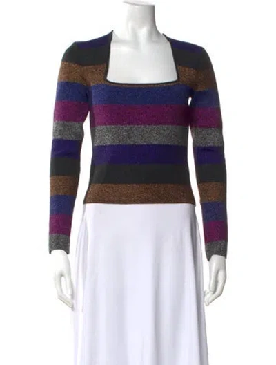 Pre-owned Ronny Kobo Colorblock Pattern Square Neckline Crop Top