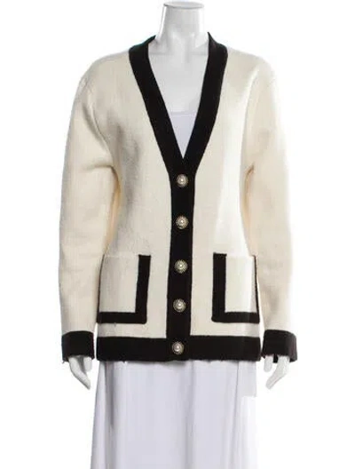 Pre-owned Ronny Kobo Colorblock Pattern V-neck Sweater In Neutrals