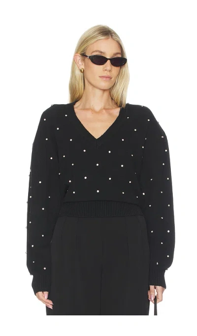 Ronny Kobo Corin Crystal Knit V-neck In Black