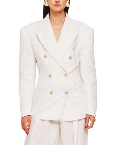 Ronny Kobo Cosette Linen Blazer In White