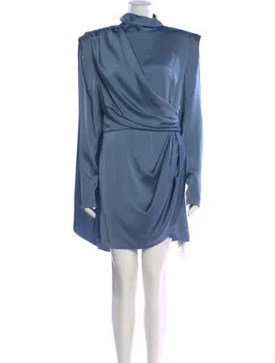 Pre-owned Ronny Kobo Cowl Neck Mini Dress In Blue
