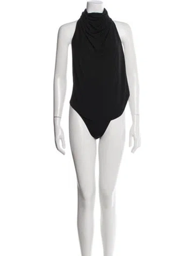 Pre-owned Ronny Kobo Cowl Neck Sleeveless Bodysuit In Black