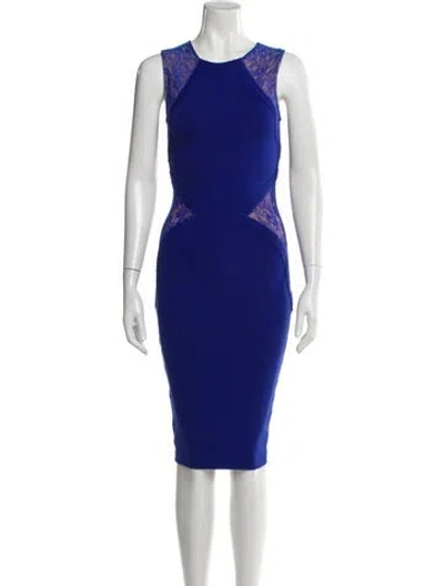 Pre-owned Ronny Kobo Crew Neck Knee-length Dress In Blue