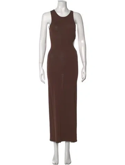 Pre-owned Ronny Kobo Crew Neck Long Dress In Brown
