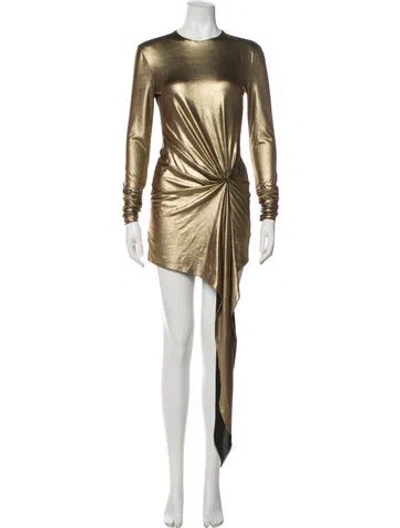 Pre-owned Ronny Kobo Crew Neck Long Dress In Gold