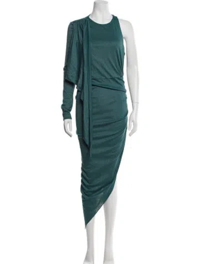 Pre-owned Ronny Kobo Crew Neck Long Dress In Green