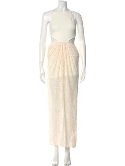 Pre-owned Ronny Kobo Crew Neck Long Dress In Neutral