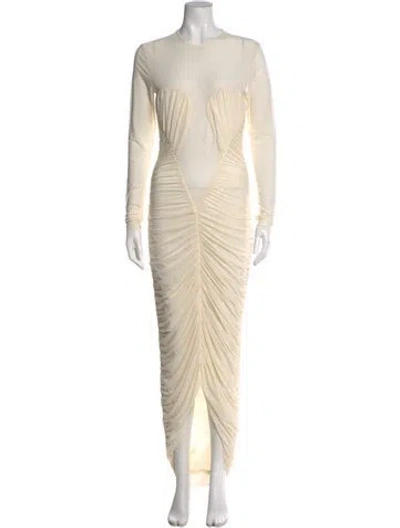 Pre-owned Ronny Kobo Crew Neck Long Dress In Neutral