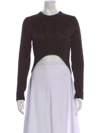 Pre-owned Ronny Kobo Crew Neck Long Sleeve Crop Top In Black