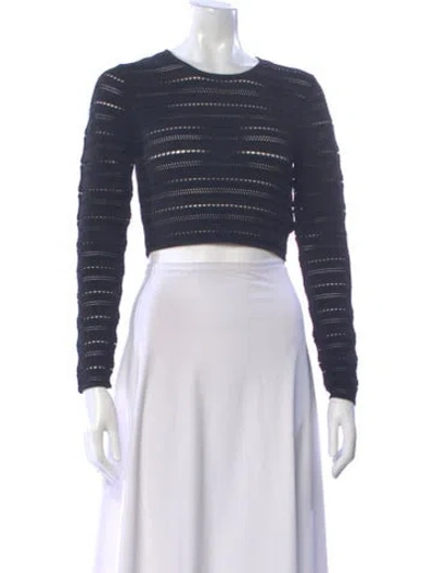 Pre-owned Ronny Kobo Crew Neck Long Sleeve Crop Top In Blue
