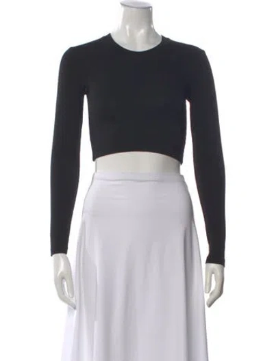 Pre-owned Ronny Kobo Crew Neck Long Sleeve Crop Top In Gray