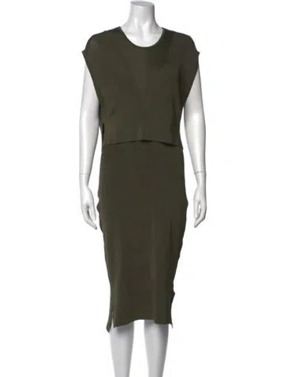 Pre-owned Ronny Kobo Crew Neck Midi Length Dress In Green