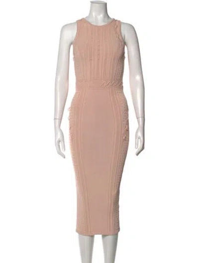 Pre-owned Ronny Kobo Crew Neck Midi Length Dress In Pink