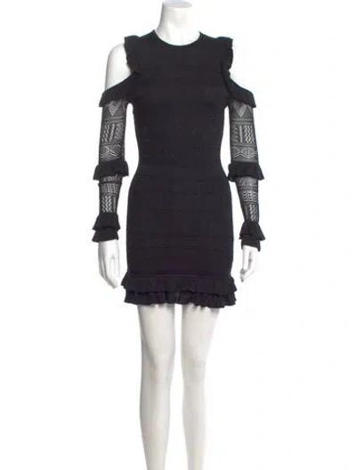 Pre-owned Ronny Kobo Crew Neck Mini Dress In Black