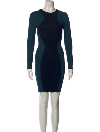 Pre-owned Ronny Kobo Crew Neck Mini Dress In Blue