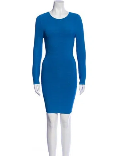 Pre-owned Ronny Kobo Crew Neck Mini Dress In Blue