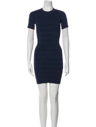 Pre-owned Ronny Kobo Crew Neck Mini Dress In Blue