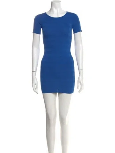 Pre-owned Ronny Kobo Crew Neck Mini Dress In Blue