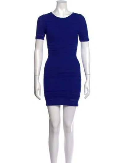 Pre-owned Ronny Kobo Crew Neck Mini Dress In Blue