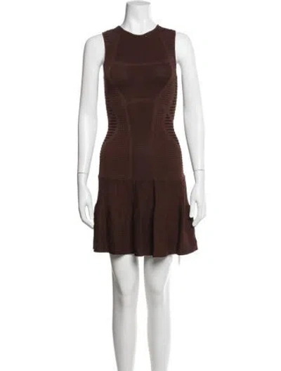 Pre-owned Ronny Kobo Crew Neck Mini Dress In Brown