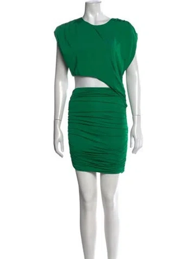 Pre-owned Ronny Kobo Crew Neck Mini Dress In Green